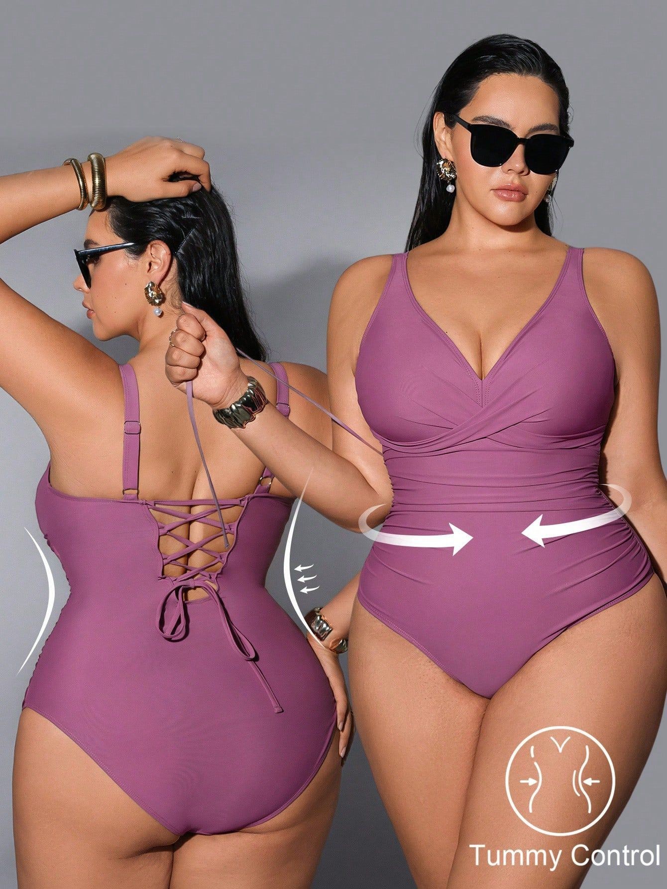 Swimsuit Bikini Ruched - Moda Praia 2026: Maiô Feminino Plus