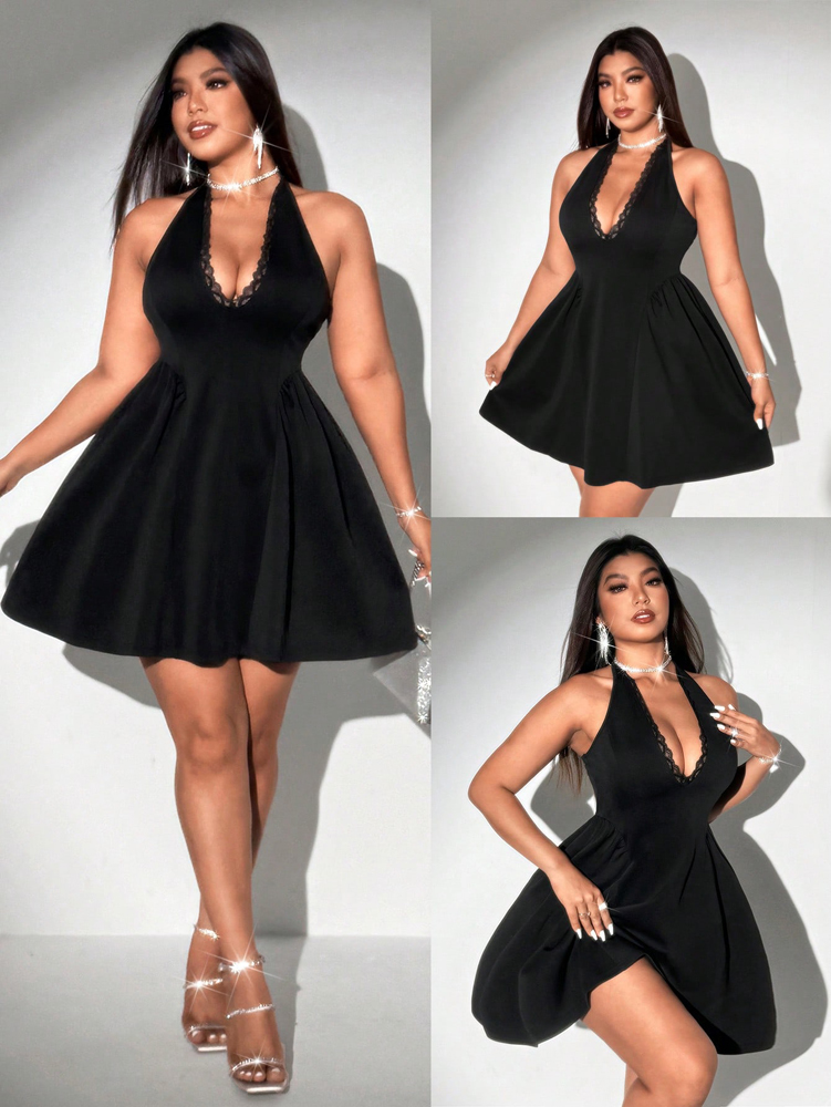 Vestido Mini Preto Halter Plus - Maxi Dress Halter avaliação e preço